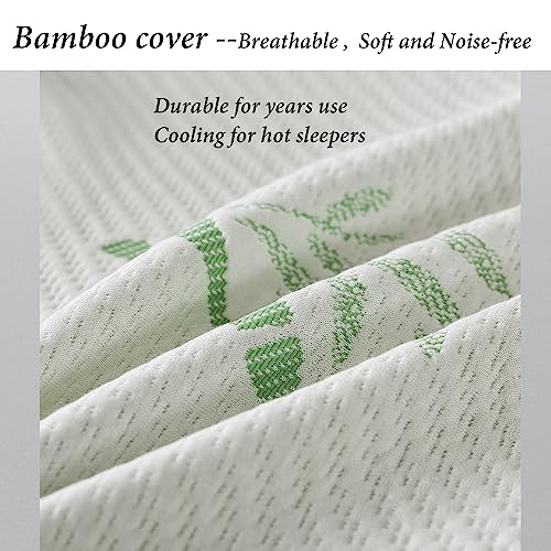 King Size Memory Foam Pillow Set of 2 - Adjustable Firm Support with Cooling Cover