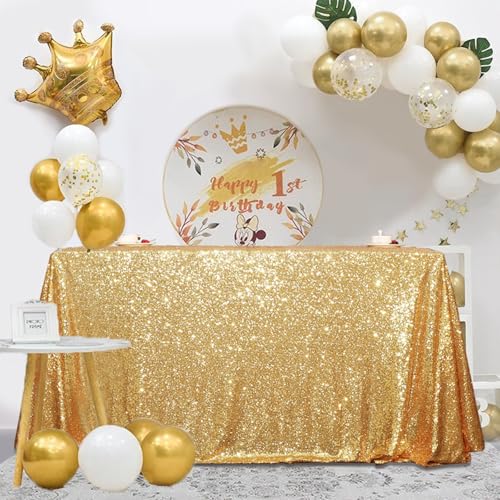 SquarePie Gold Sequin Tablecloth 60x102 Inch for Wedding & Party Decor
