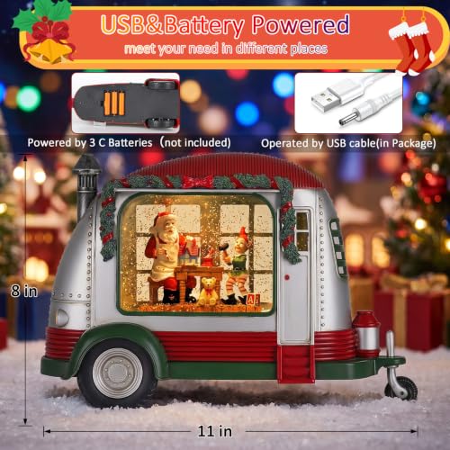 Greluna Santa Claus RV Snow Globe with Lights & Music - Christmas Gift Room Scene