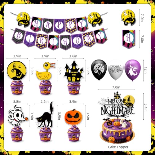 Halloween Party Decorations Kit 129-Piece Purple & Black Set with Dinnerware & Balloons
