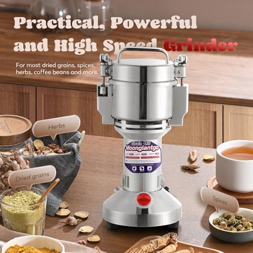 Moongiantgo Electric Grain Mill Grinder 300g Upright Silver 110V