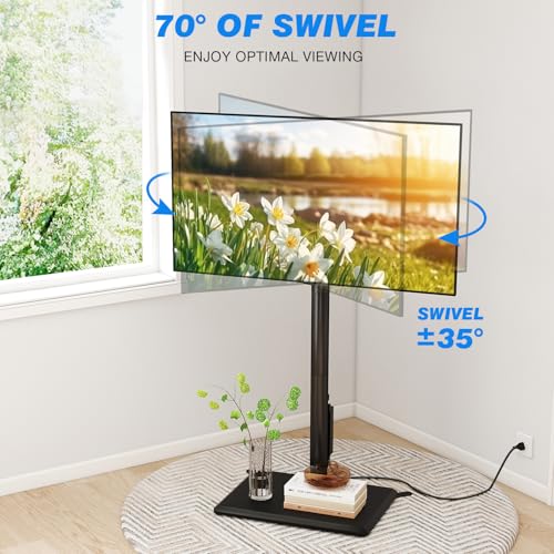 Rfiver Swivel Floor TV Stand with Power Outlet for 32-65 in TVs