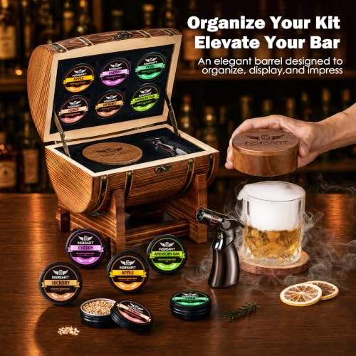 Charred Whiskey Smoker Kit with Barrel - Old Fashioned Smoke Set