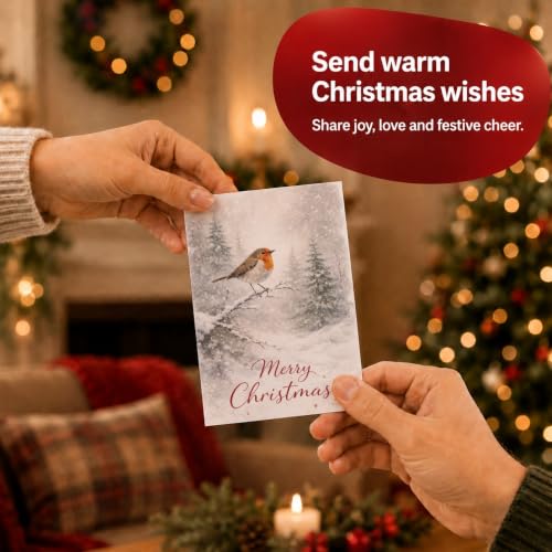 20 Pack Christmas Greeting Cards Bulk Set with Winter Animal Forest Scenes – Eco-Friendly, Made in UK
