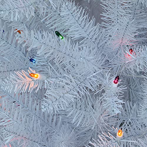 Puleo International 4.5' Flocked Fraser Fir Artificial Christmas Tree with 150 Clear Lights