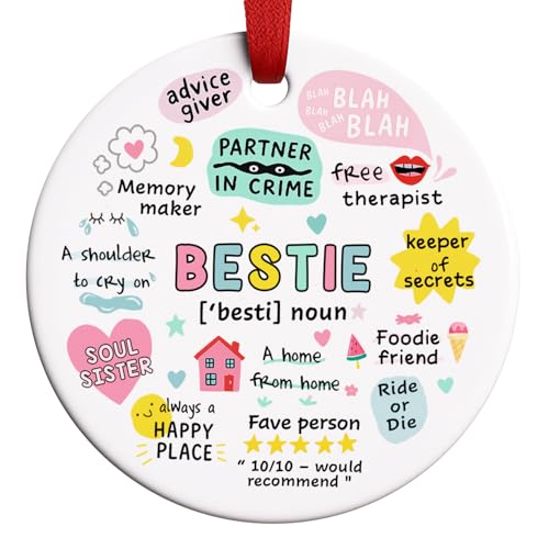 Bestie Christmas Ornament with Definition - Friendship Gift for Women, BFF, Soul Sister, Work Bestie, Funny Keepsake, Best Canvas Wall Art, Variation: Bestie