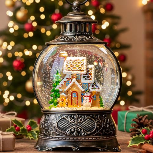 Kirschblüte 10 inch Turkey Snow Globe Lantern - Musical Christmas Decor with LED & Timer