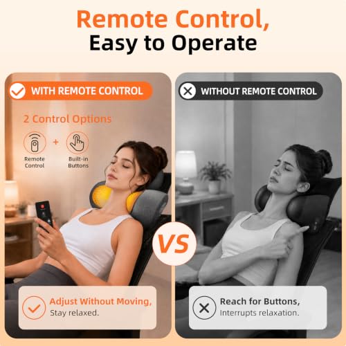 Grey 3-in-1 Cordless Neck Massager Pillow with Heat, Vibration & Remote