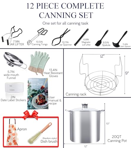 13-Inch Stainless Steel Water Bath Canning Kit with Pot, Rack & Accessories