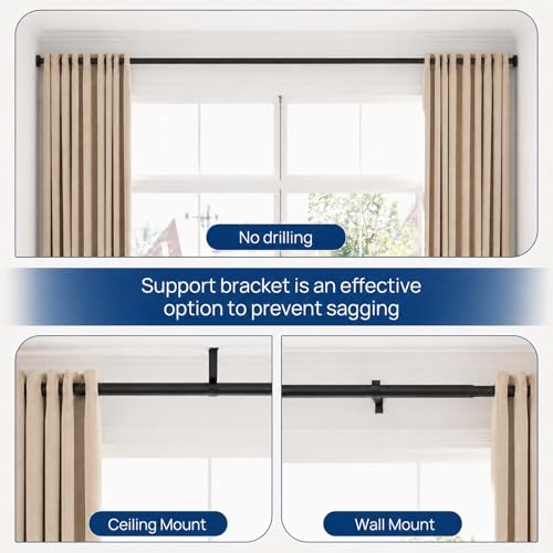ALLZONE Heavy Duty Tension Curtain Rod for Window, 123-160 Inch,