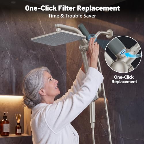 Dual Filtered Rainfall Handheld Showerhead Spray Combo for Hard Water