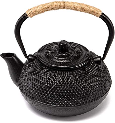 Suyika 30 oz Cast Iron Japanese Tetsubin Teapot with Stainless Steel Infuser, Enamel Interior, Stovetop Safe