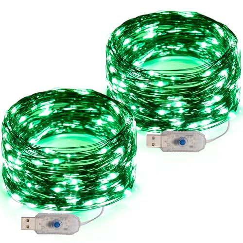 2 Pack USB Plug-in Fairy Lights, 33ft 100 Mini LED String Lights with