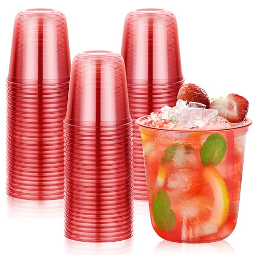 KesaPlan 50Pcs Red 12oz Disposable Plastic Party Cups – Wine Cocktail Cups