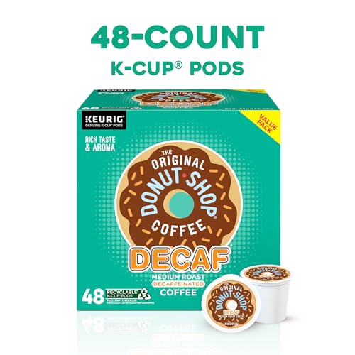 Decaf Keurig Coffee Pods - Medium Roast, 48 Count, Recyclable & Gluten-Free - The Original Donut Shop