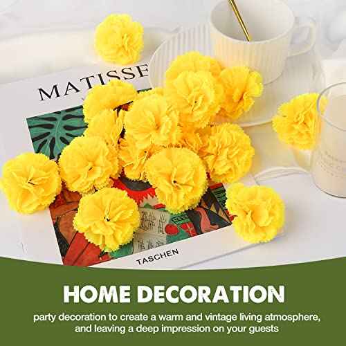 50 Pcs Marigold Flowers Silk Artificial Marigold Flowers, Mexican Flowers Decoration for Baby Shower Wedding Party Decoration Halloween Christmas New Year Decor