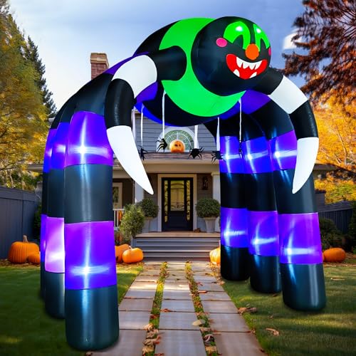 10FT Giant Halloween Inflatable Spider Arch with LED Lights for Outdoor Decoration