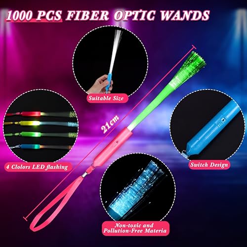 200 Pcs Fiber Optic Glow Stick Wands with Batteries - Party & Event Props Variation of THIS listing 200