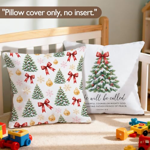 Lengues Christmas Red Bow Pillow Covers 18x18 Set of 2 Xmas-16