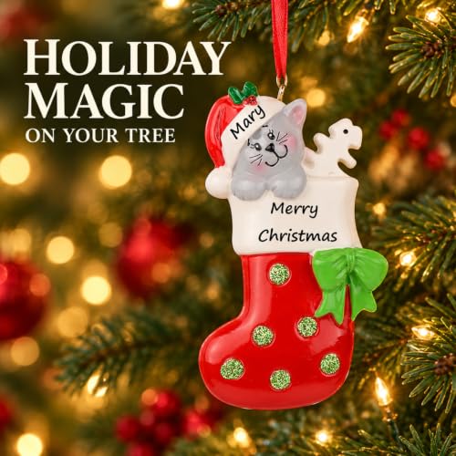 Personalized Cat Ornament Christmas Tree Keepsake - Custom Pet Name