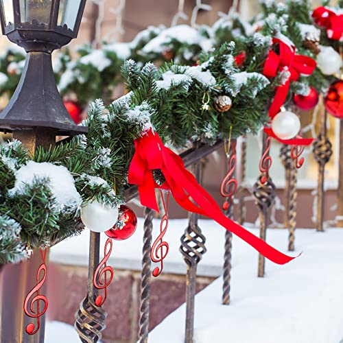 Patelai 10 Pieces Red Christmas Music Note Ornaments Treble Clef Hanging Decor with Ribbons