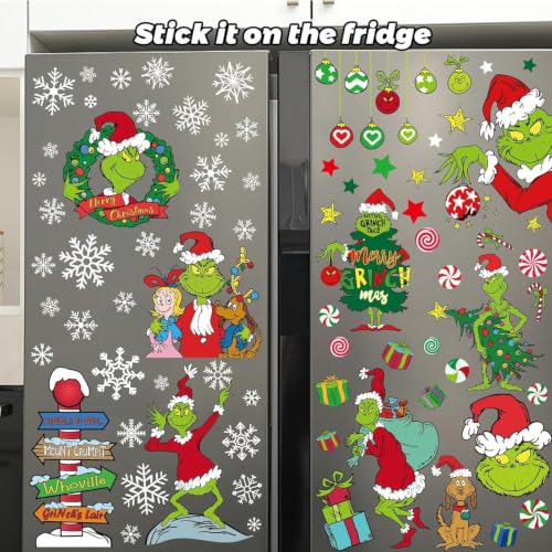Boroner Christmas Window Clings 100 pcs Double-Sided Static Decals - Winter Wonderland