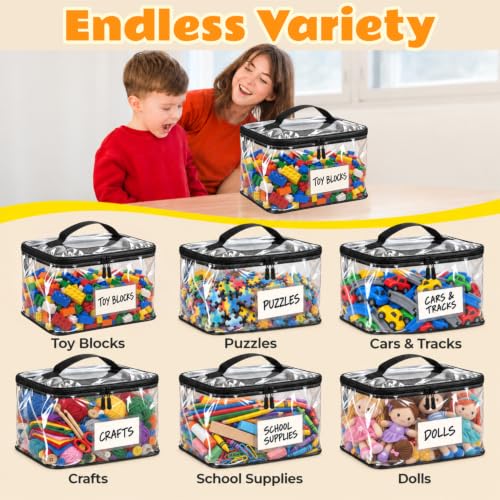6-Pack Extra Large Clear Toy Storage Bags with Zippers, TPU