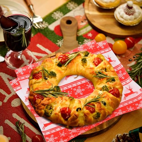 KIKISML 100 Pcs Christmas Reindeer Deli Paper Sheets 7x7 Inch Food-Grade Greaseproof Wrapping Paper
