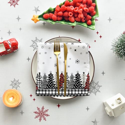 Horaldaily 60 x 60 Inch Red Christmas Tree Tablecloth Square Holiday Decor