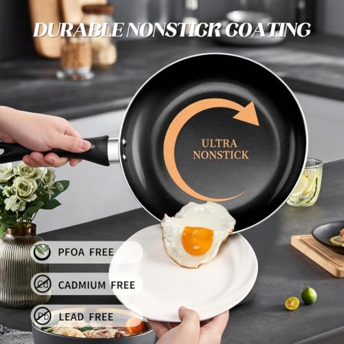 Black 8-Piece Ceramic Cookware Set - Nonstick Pots & Pans with Handles