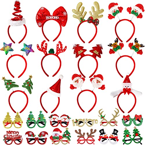 Christmas Glasses and Headbands Set - Festive Party Accessories for Holiday Photos