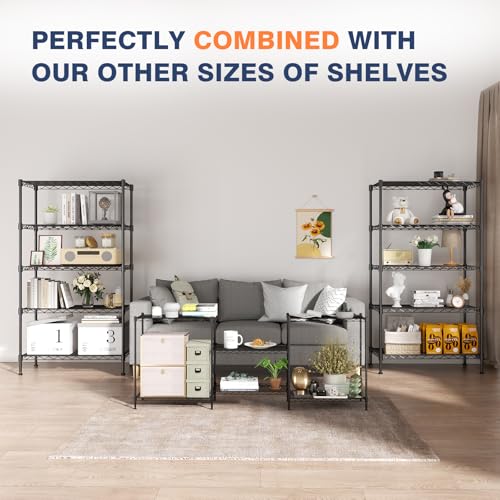VANZBON 5-Tier Heavy Duty Wire Shelving Unit 35x18x71 with Wheels, Black
