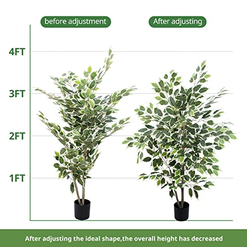 4 FT Artificial Ficus Tree with Pot - Lifelike Indoor/Outdoor Faux Plant