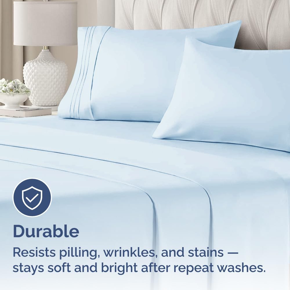 Queen Pillow Cases by [Brand Name] - Ultra Soft Hotel Quality Covers | Wrinkle-Free, Stain-Resistant - Sky Blue - Set of 2