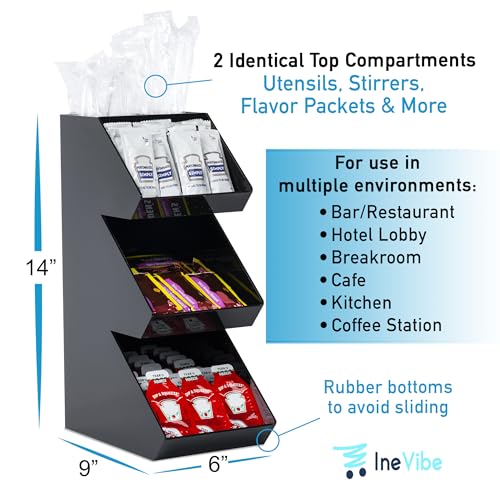 Condiment Organizer Stand 3-Tier Acrylic Coffee Station Countertop Storage