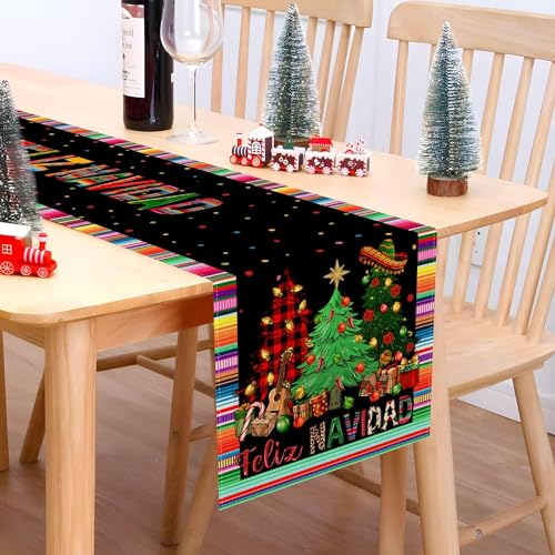 Nepnuser Feliz Navidad Table Runner Pattern-B 13" x 90" Christmas Holiday Decor