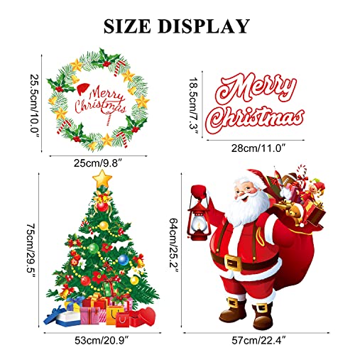 Yusongirl Red Santa Christmas Window Clings - 71PCS Holiday Decor