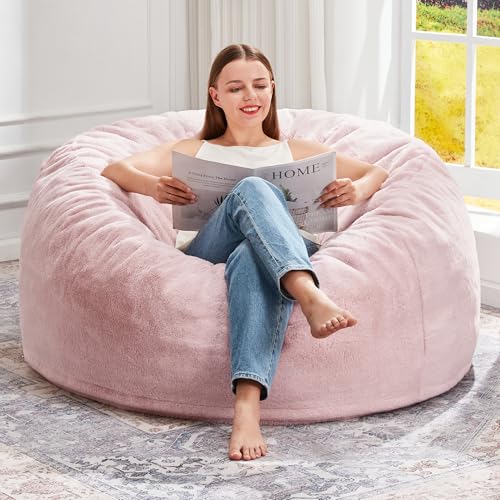 Hobestluk 3FT Pink Giant Bean Bag Chair for Adults with Filler & Removable Cover