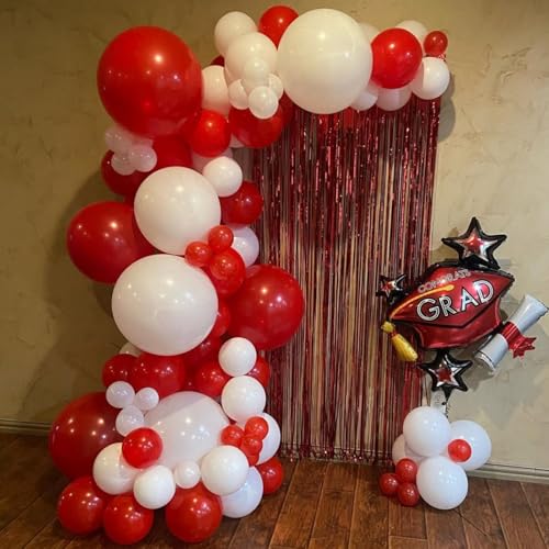 Red and White Balloons, 67pcs 12 Inch Red Confetti Balloon and White Balloons for Mother's Day, Valentine's Day, Birthday, Wedding, Christmas Party Decorations