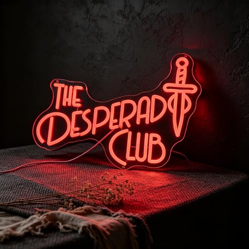 LED Neon Sign - Desperado Club Design with Dagger Motif - 16.5x12 Inches - Culd Variation