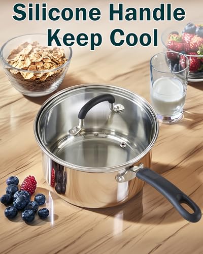 10-Piece Stainless Steel Cookware Set with Glass Lids, Oven Safe