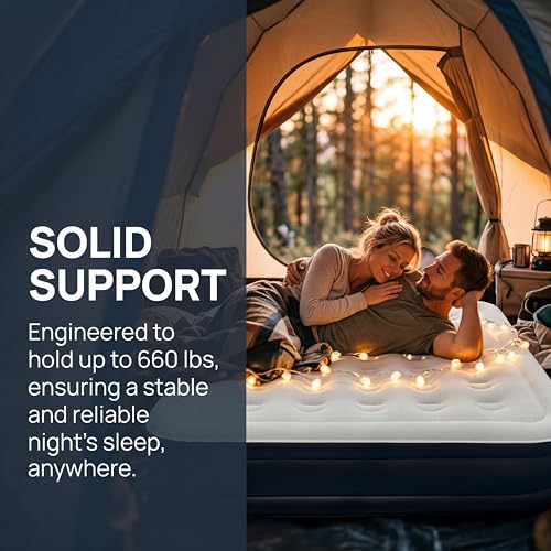 Black 16-Inch Portable Queen Air Mattress with Built-in Pump