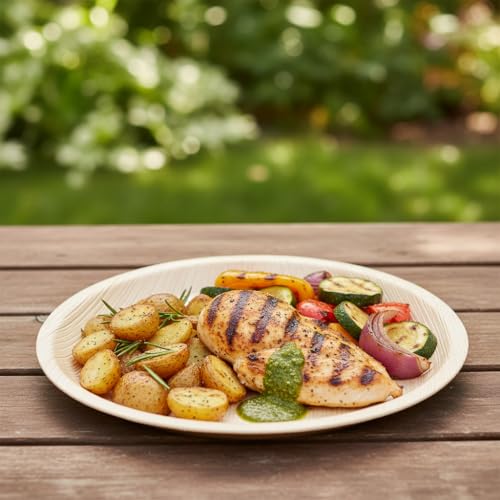 Charity Leaf 12-Inch Disposable Bamboo Plates - 25 Pieces, Eco-Friendly Serving Platters