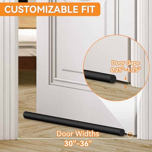 2 Pack Under Door Draft Stopper for Bottom of Door, Adjustable 30-36