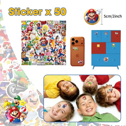 Super Mario Party Favors Set - 122pcs Birthday Supplies for Kids