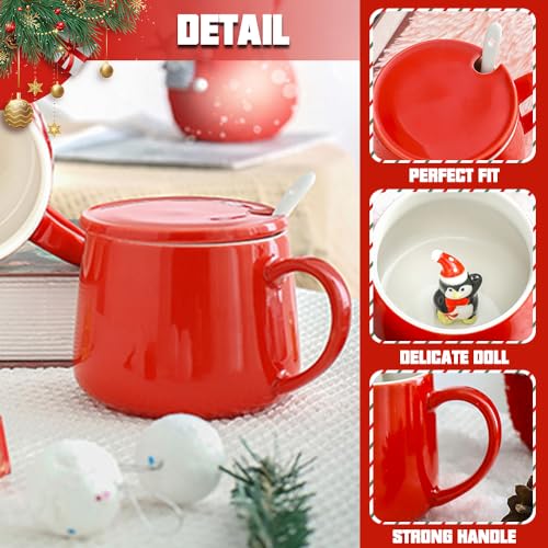 Penguin NDLBS Christmas 3D Mug - 12oz Ceramic Teacup with Santa/Penguin Inside