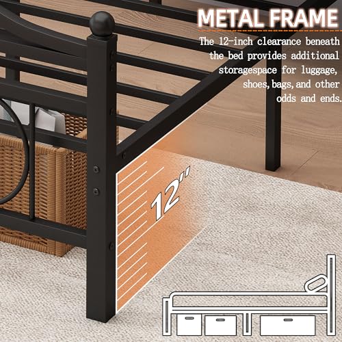 Metal Bed Frame Twin Size with Storage Space