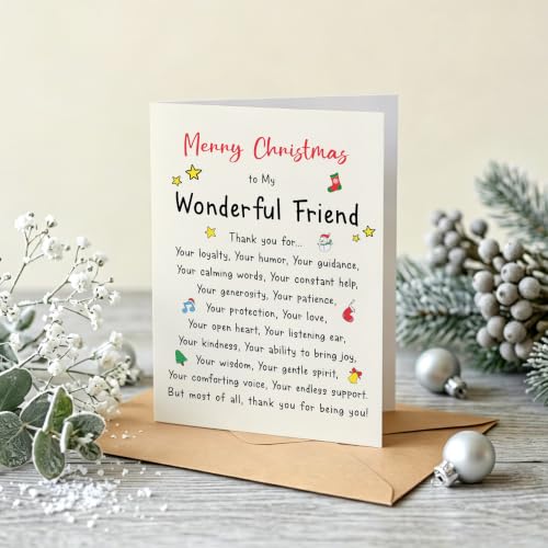 PTRUKD Christmas Card for Wonderful Friend MC-KM-421 – Blank Inside 5 x 7