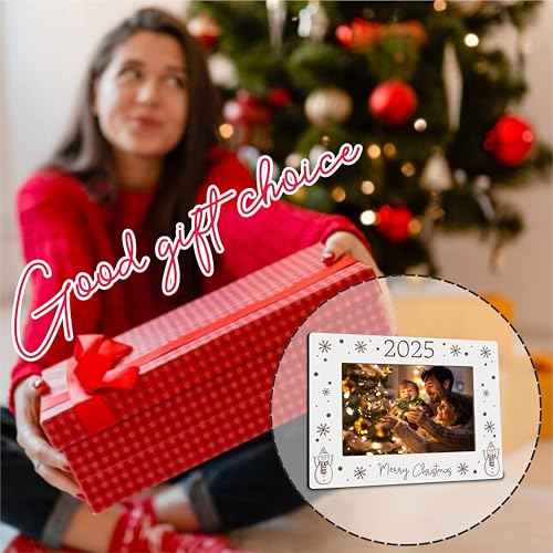 2025 Christmas Photo Frame Fits The 4x6 Inches Picture - Christmas Wooden Frame Decoration For Home Office Party - Merry Christmas Snowman Decorative Keepsake - Holiday Picture Frame For Gifting - A03