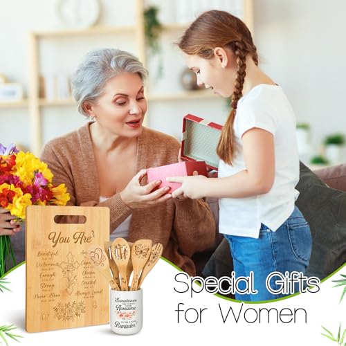 Religious Christmas Gift Set for Women - Christian Kitchen Utensils & Bamboo Cutting Board